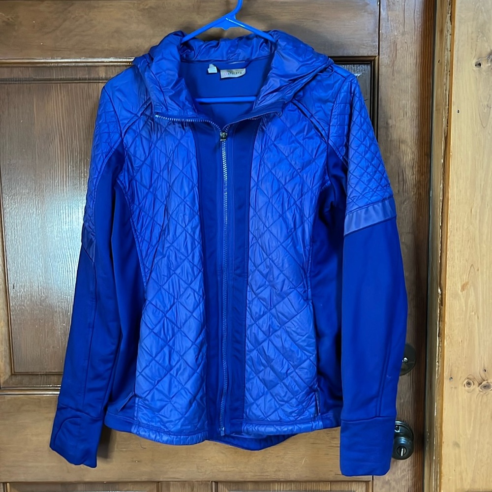 ATHLETA Bright Blue Athletic Lightweight Jacket with Thumb Holes Size Large